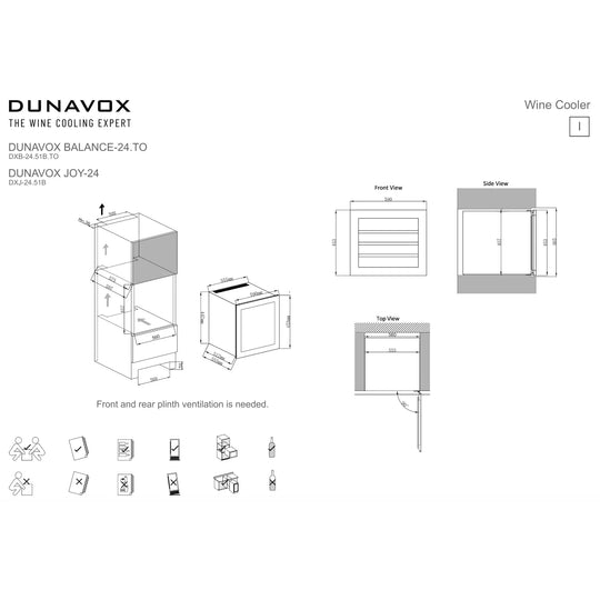 Dunavox Joy-24 Wijnkoelkast | DXJ-24.51B | 1 Zone