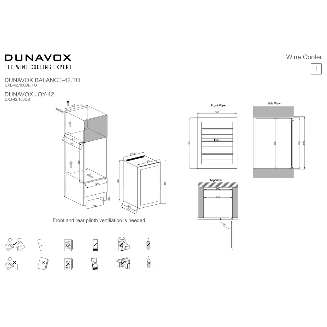 Dunavox Joy-42 Wijnkoelkast | DXJ-42.100DB | 2 Zones