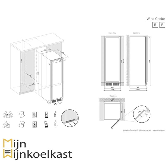 Dunavox Grande-166 Wijnkoelkast | DX-166.428DMBK | 2 Zones | Mat Zwart
