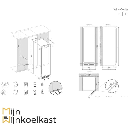 Dunavox Grande-194 Wijnkoelkast | DX-194.490MBK | 2 Zones | Mat Zwart