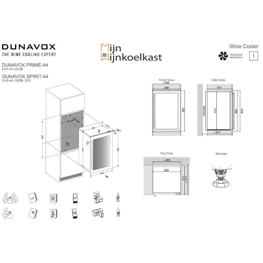 Dunavox Spirit-44 Wijnkoelkast | DVS-44.120DMB | 2 Zones | Mat Zwart