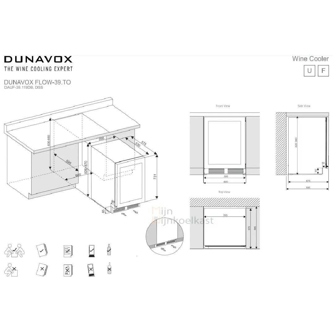 Dunavox Flow-39 Wijnkoelkast | DAUF-39.121DC | 2 Zones | RAL Kleur