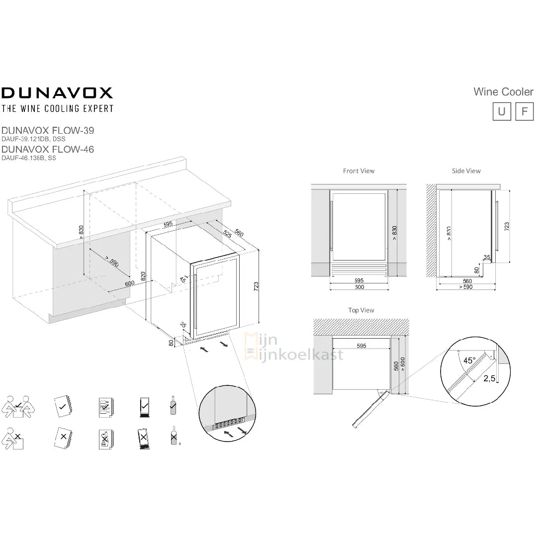 Dunavox Flow-46 Wijnkoelkast | DAUF-46.138MB | 1 Zone | Mat Zwart