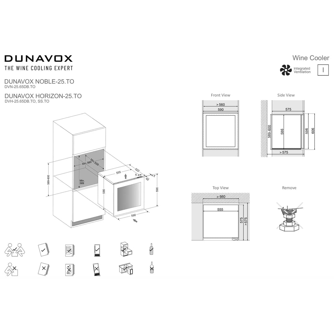 Dunavox Horizon-25.TO Wijnkoelkast | DVH-25.65DC.TO | 2 Zones | RAL Kleur
