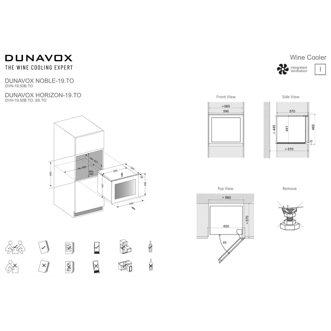 Dunavox Horizon-70.TO Wijnkoelkast | DVH-70.185DMB.TO | 2 Zones | Mat Zwart