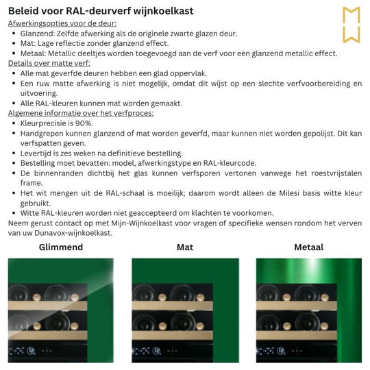 Dunavox Sera-58 Wijnkoelkast | DX-58.258DC | 2 Zones | RAL Kleur