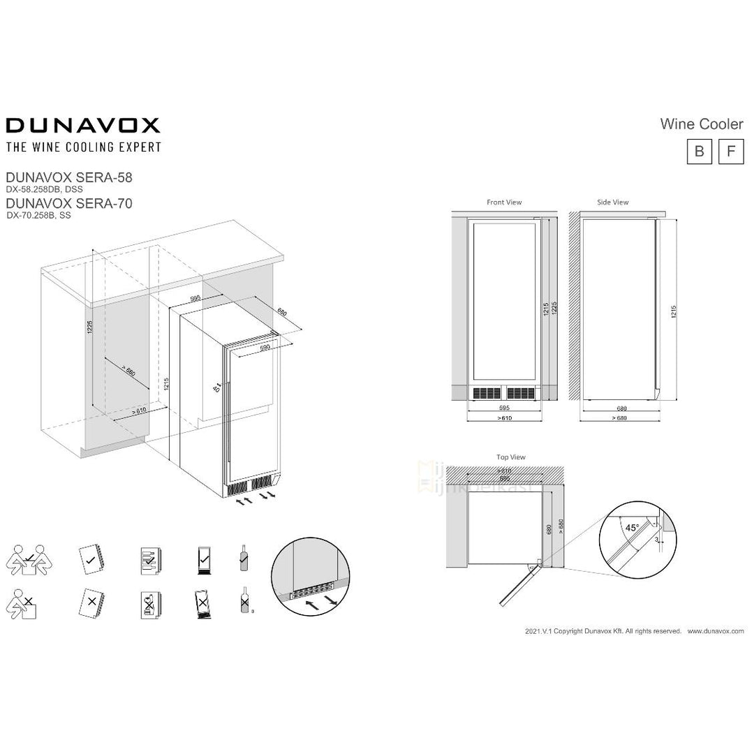 Dunavox Sera-58 Wijnkoelkast | DX-58.258DC | 2 Zones | RAL Kleur