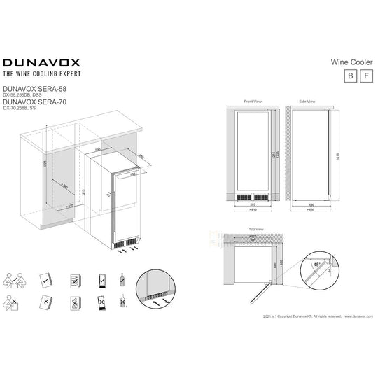 Dunavox Sera-70 Wijnkoelkast | DX-70.258C | 1 Zone | RAL Kleur