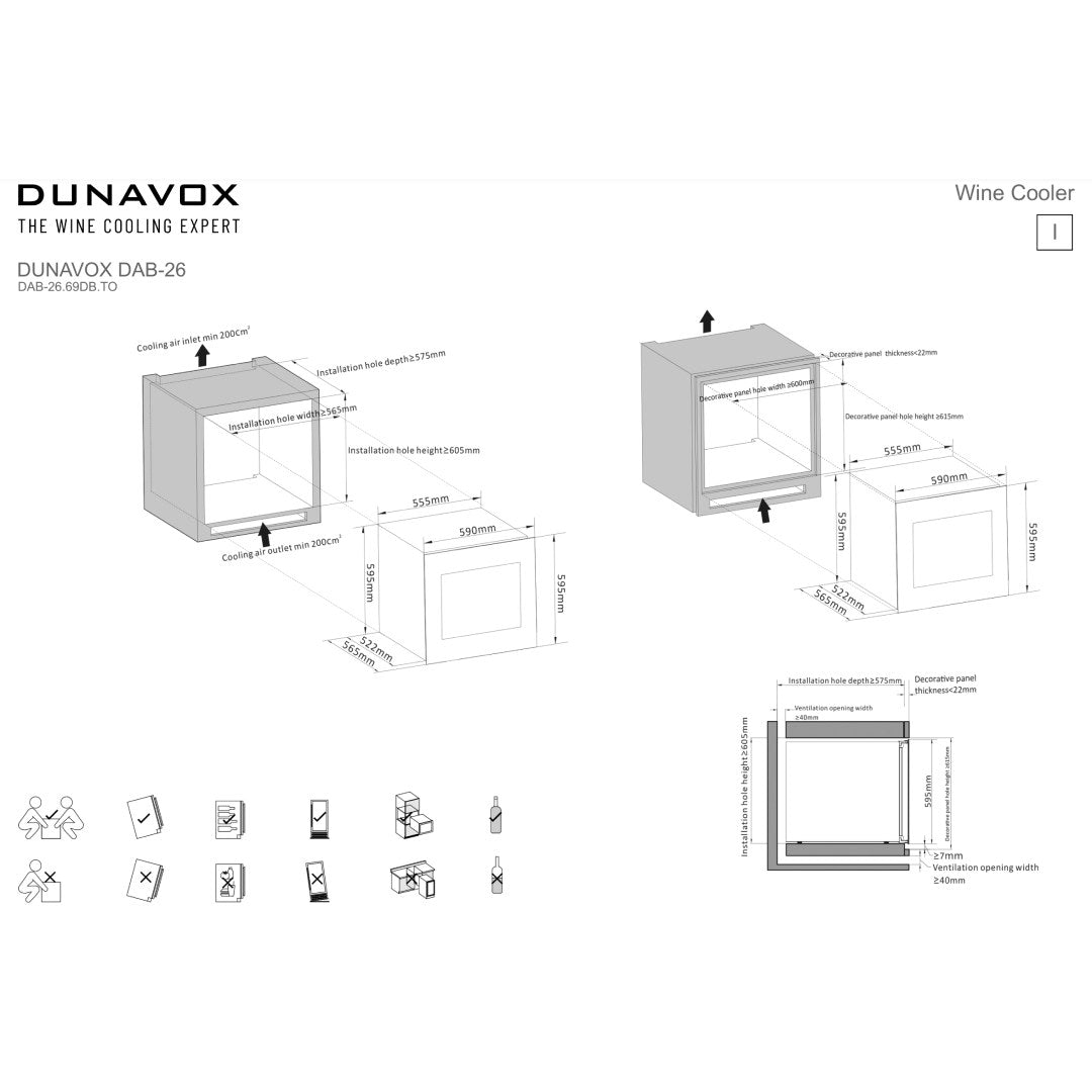 Dunavox DAB-26 Cave à vin climatique | DAB-26.69DB.TO | 2 zones